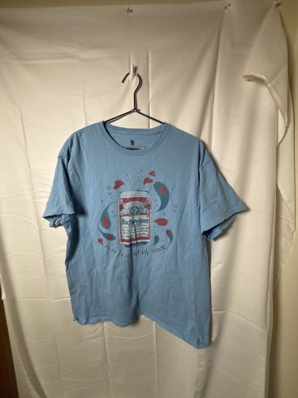 Junk Food Clothing Budweiser Is A Friend Of Mine Graphic T-Shirt Blue Size Mediu